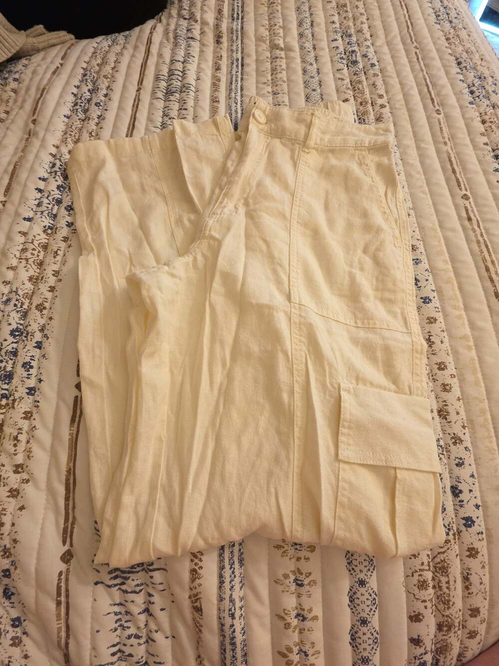 Aéropostale Linen-Blend Straight Leg Cargo Pants